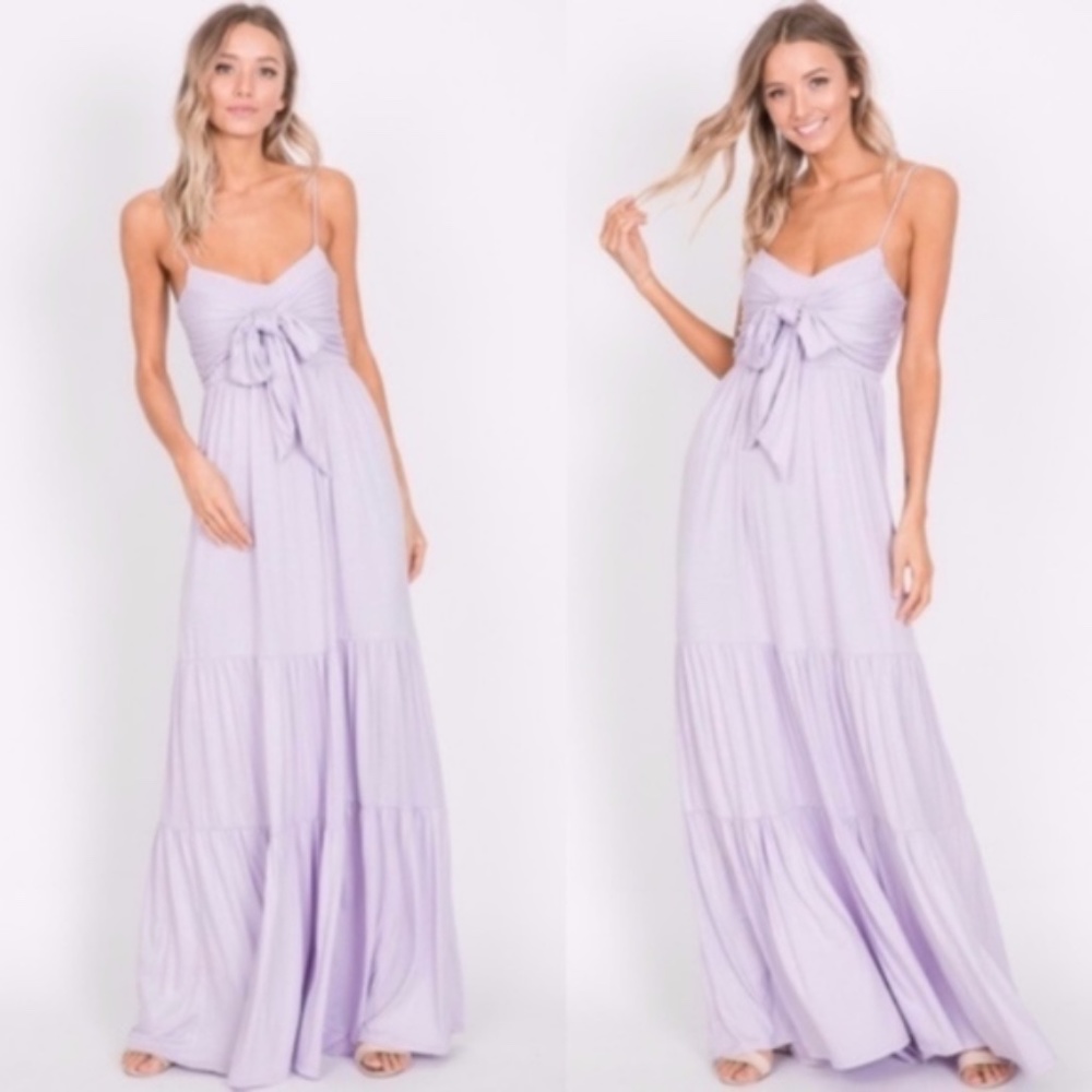 Boho Front Tie Ruffle Tiered Cami Maxi Dress - Picture 3 of 9